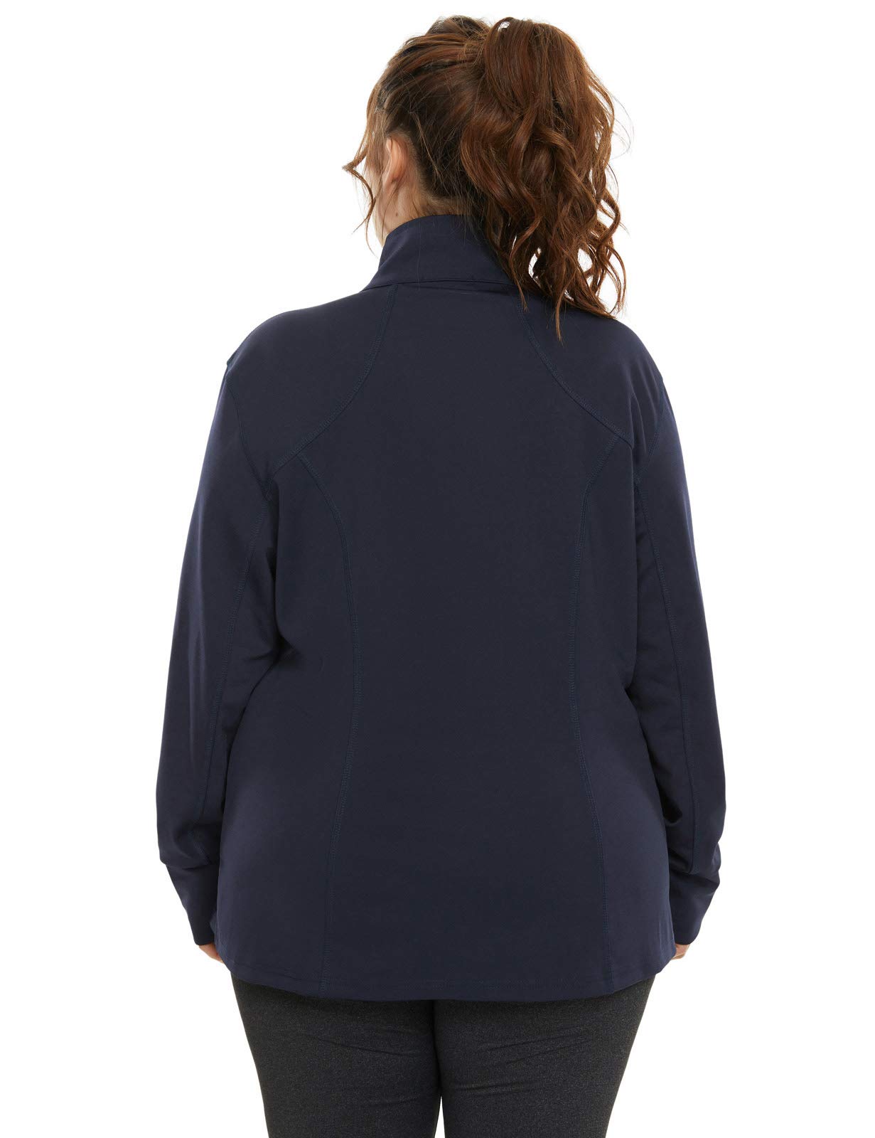 Hanna Nikole Womens Plus Size Active Full Zip Long Sleeve Jacket with Front Pockets Navy 24W