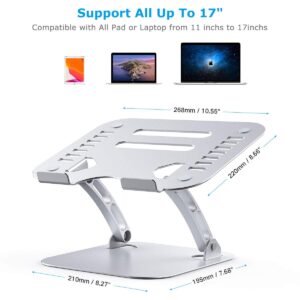 Kalafun Portable Laptop Stand Adjustable Height - MacBook Pro Stand for Desk, Aluminum Foldable Laptop Riser Computer Holder