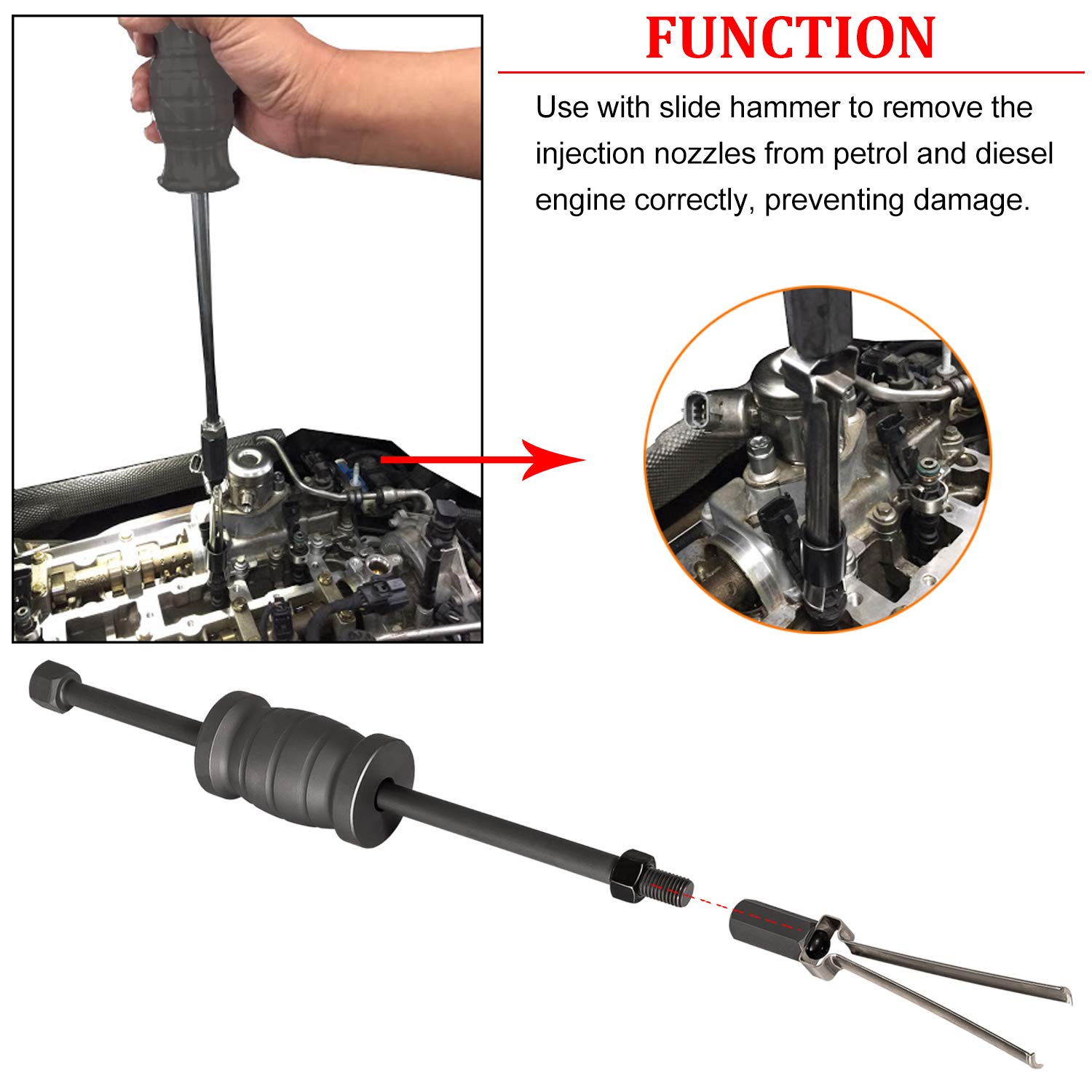 Bonbo Fuel Injector Remover Tool Fits for Ford & Volvo Alternative to OE# 310-206, 9997410