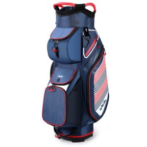 golf cart bag with 14 way organizer divider top, lightweight golf bags for man woman with cooler pouch, backpack strap (blue/red)