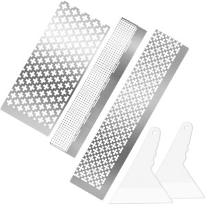 willbond 3 pieces diamond painting ruler stainless steel diamond mesh ruler, 3 styles of 599, 520 and 699 blank grids with 2 pieces diamond painting fix tool for 5d diy diamond painting supplies