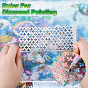 WILLBOND 3 Pieces Diamond Painting Ruler Stainless Steel Diamond Mesh Ruler, 3 Styles of 599, 520 and 699 Blank Grids with 2 Pieces Diamond Painting Fix Tool for 5D DIY Diamond Painting Supplies