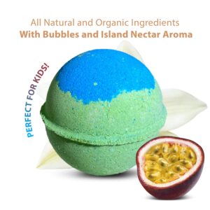 1 Natural Bath Bomb with Surprise Mini Toy Cactus Inside for Kids - Safe for Kids "Island Nectar" Bath Bomb - Comes in Cute Giftable Box - Handmade in USA - 5 oz