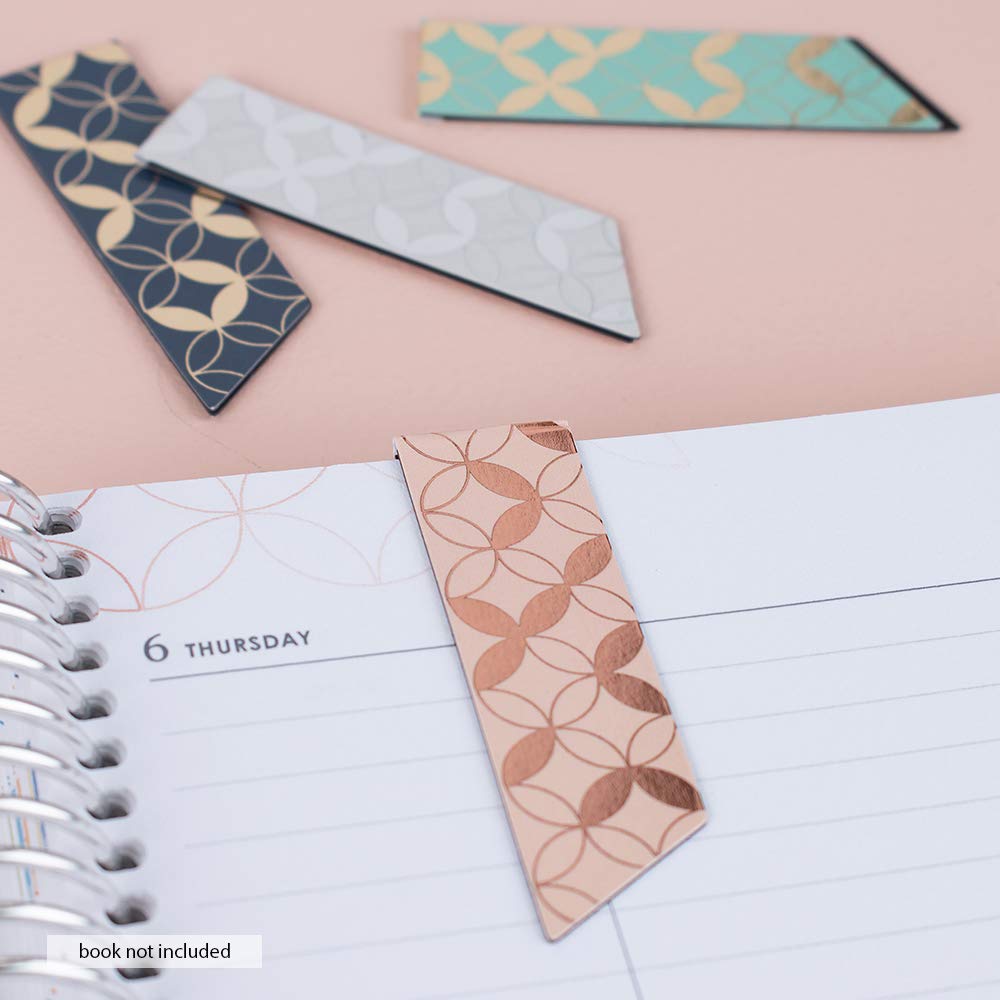 Erin Condren Designer Desk Accessories - Metallic Mid Century Circles Magnetic Bookmark Set of 4. Compatible with Erin Condren Spiral Notebooks, Planners, Agendas and Much More