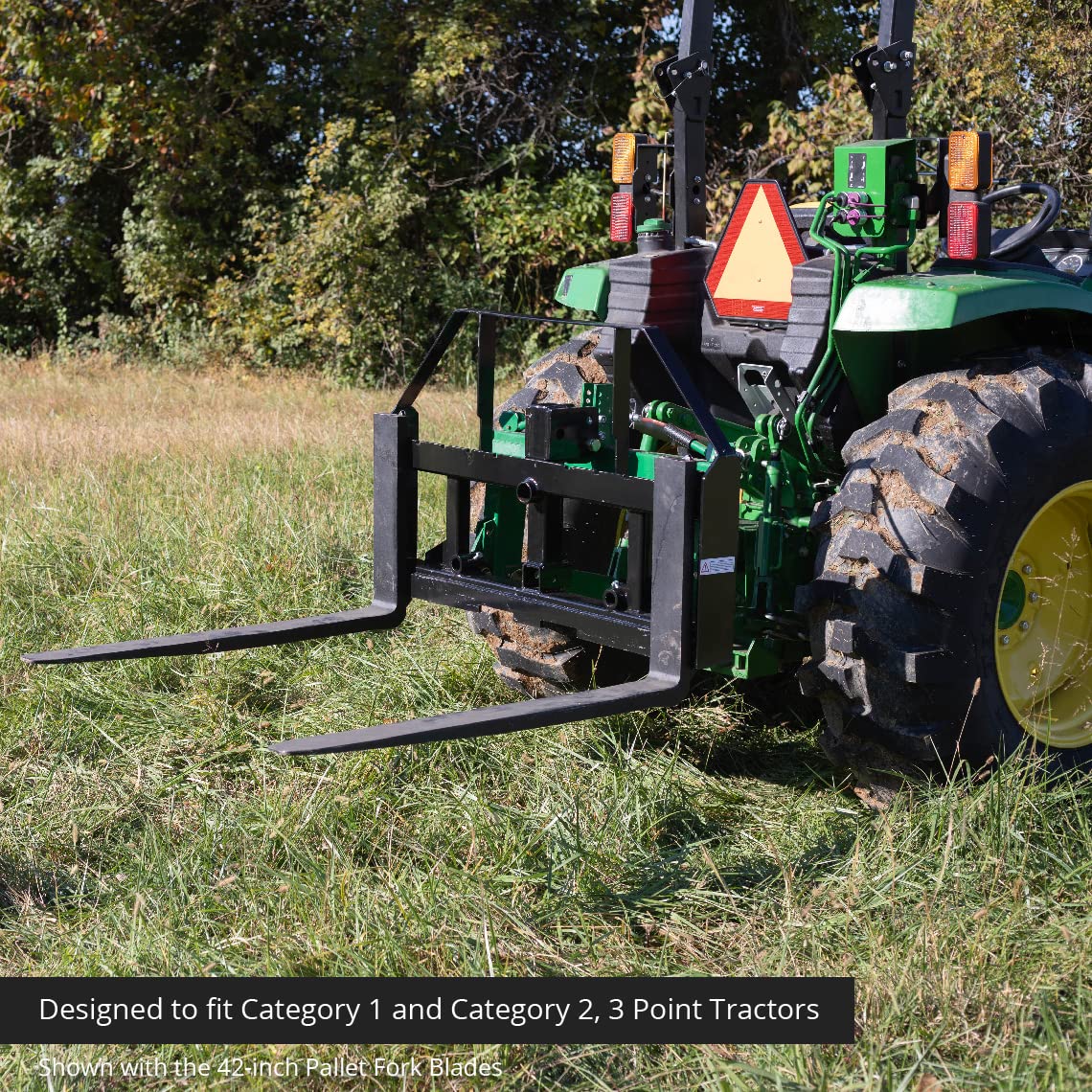 Titan Attachments Pallet Fork Frame Attachment with 36" Fork Blades, Fits Cat I & II Tractors, Rated 4,000 LB