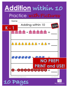 addition within 10 practice with pictures