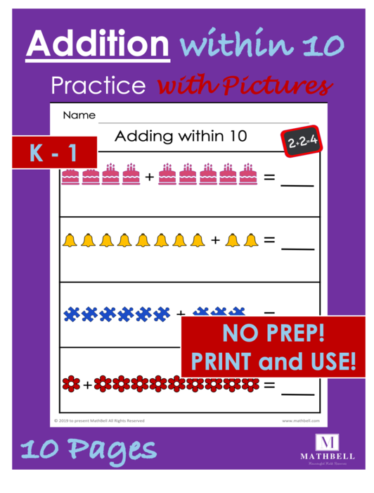 Addition within 10 Practice with Pictures