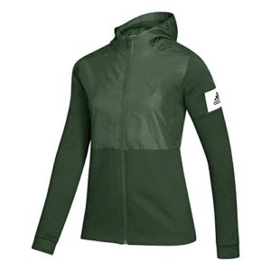 adidas women's gamemode fz jkt unlined jacket jacket drkgrn,white size s