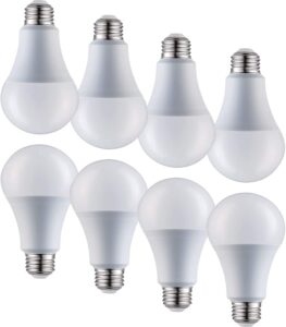 laborate lighting a19 led light bulbs - e26 base, 100w, 1600 lumens, soft white 3000k illumination - dimmable, energy saving outdoor & indoor home, commercial lighting - 80+ cri, 10-year life - 8-pack