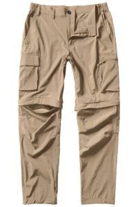 gash hao mens hiking convertible pants outdoor waterproof quick dry zip off lightweight fishing pants（khaki 34x30）