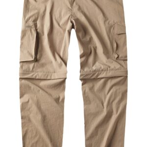 Gash Hao Mens Hiking Convertible Pants Outdoor Waterproof Quick Dry Zip Off Lightweight Fishing Pants（Khaki 34X30）