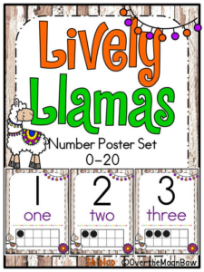 lively llamas | number poster set