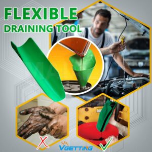 VGETTING Flexible Draining Tool Car Oil Change Funnel, General Purpose Automotive Funnel Reusable Foldable Draining Funnel Drip-Free Oil Filter Guide Tool (14.57x6.7Inch)