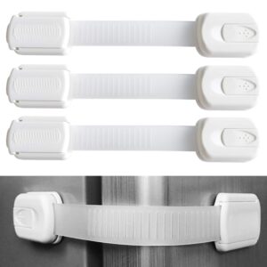 10 pieces adjustable child safety lock, baby proofing cabinet lock, no tools or drilling, for cabinets, drawers, appliances, toilet seat, refrigerator, oven, window etc(7.5x1.4 inch) white.