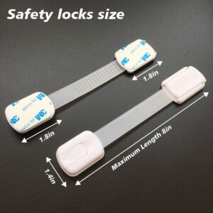 10 Pieces Adjustable Child Safety Lock, Baby Proofing Cabinet Lock, No Tools or Drilling, for Cabinets, Drawers, Appliances, Toilet Seat, Refrigerator, Oven, Window etc(7.5X1.4 Inch) White.