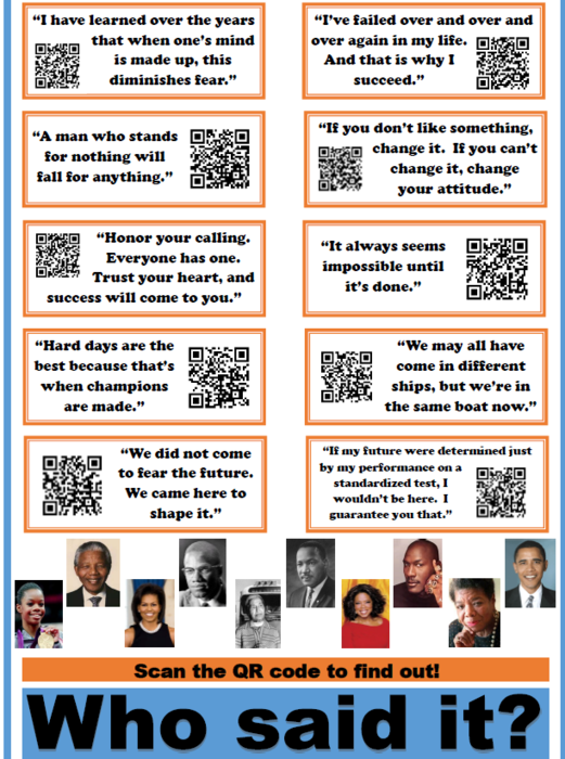 Who Said It? Famous African American Quotes QR Code Poster