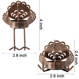 SAND MINE 6 Pack Metal Turkey Tea Light Candle Holders, Thanksgiving Candle Holder, Turkey Candle Holder, Metal Candle Holder, Thanksgiving Home Table Decoration (Copper)