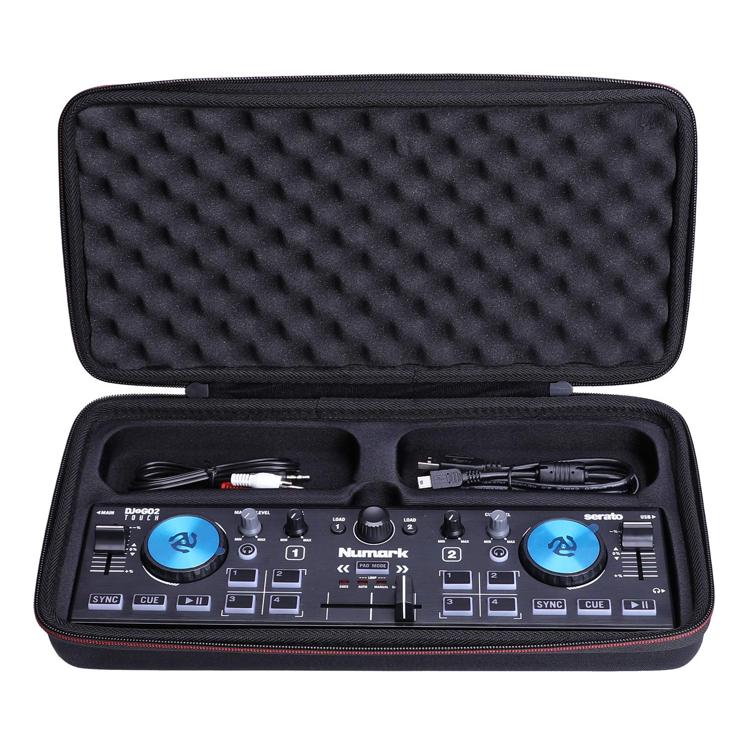 LTGEM EVA Hard Case for Numark DJ2GO2 or Numark DJ2GO2 Touch – Compact 2 Deck USB DJ Controller (Black)