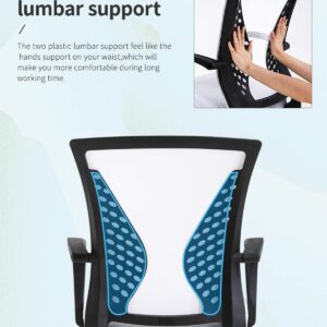 Home Office Chair Mid Back PC Swivel Lumbar Support Adjustable Desk Task Computer Ergonomic Comfortable Mesh Chair with Armrest (White)