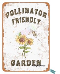 keely pollinator friendly bee garden metal vintage tin sign wall decoration 12x8 inches for house room cafe bars restaurants pubs man cave decorative