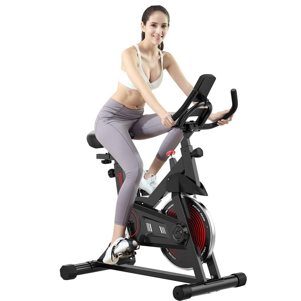 Indoor Cycling Bike Professional Exercise Cycle Bike Sport Bike with LCD Digital Monitor Phone Holder, Stationary Bikes Cardio Workout Machine Upright Bike Belt Drive Home Gym