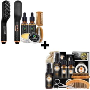 xikezan birthday gifts for men w/beard kit and beard straightener kit