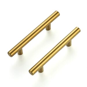 ravinte 30 pack 5 inch cabinet pulls brushed brass stainless steel kitchen drawer pulls cabinet handles 5”length, 3” hole center