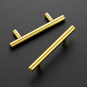 Ravinte 30 Pack 5 Inch Cabinet Pulls Brushed Brass Stainless Steel Kitchen Drawer Pulls Cabinet Handles 5”Length, 3” Hole Center