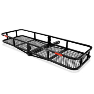 arksen 60 x 20 inch angled cargo rack carrier 500 lbs heavy duty capacity tow hitch, luggage storage basket for camping or traveling, suv, pickup truck or car