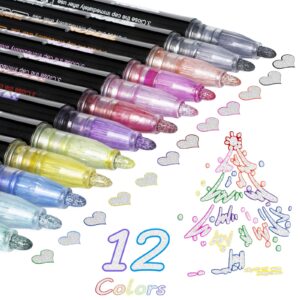 dapawin outline markers pens shimmer markers: 12 colors shimmer marker set for doodling, super squiggles outline marker for children ages 8-12, double line pen for drawing, card making, journal pens