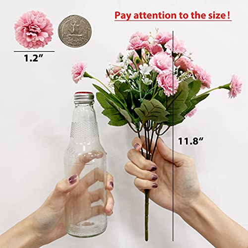 SNAIL GARDEN 3Pack Artificial Carnation Flowers, 20Heads Per Bunche Silk Chrysanthemum Marigold Wildflowers with 1 Vase Kraft Paper Bag for Home Office Table Décor Wedding Flower Bouquet