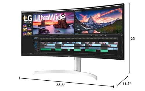 LG 38” 38BN95C-W QHD+ Nano IPS Curved UltraWide™ Monitor (3840x1600) with Thunderbolt™ 3 Port, 1 ms Response Time, 144 Hz Refresh Rate, DisplayHDR™ 600, Black Stabilizer & Dynamic Action Sync