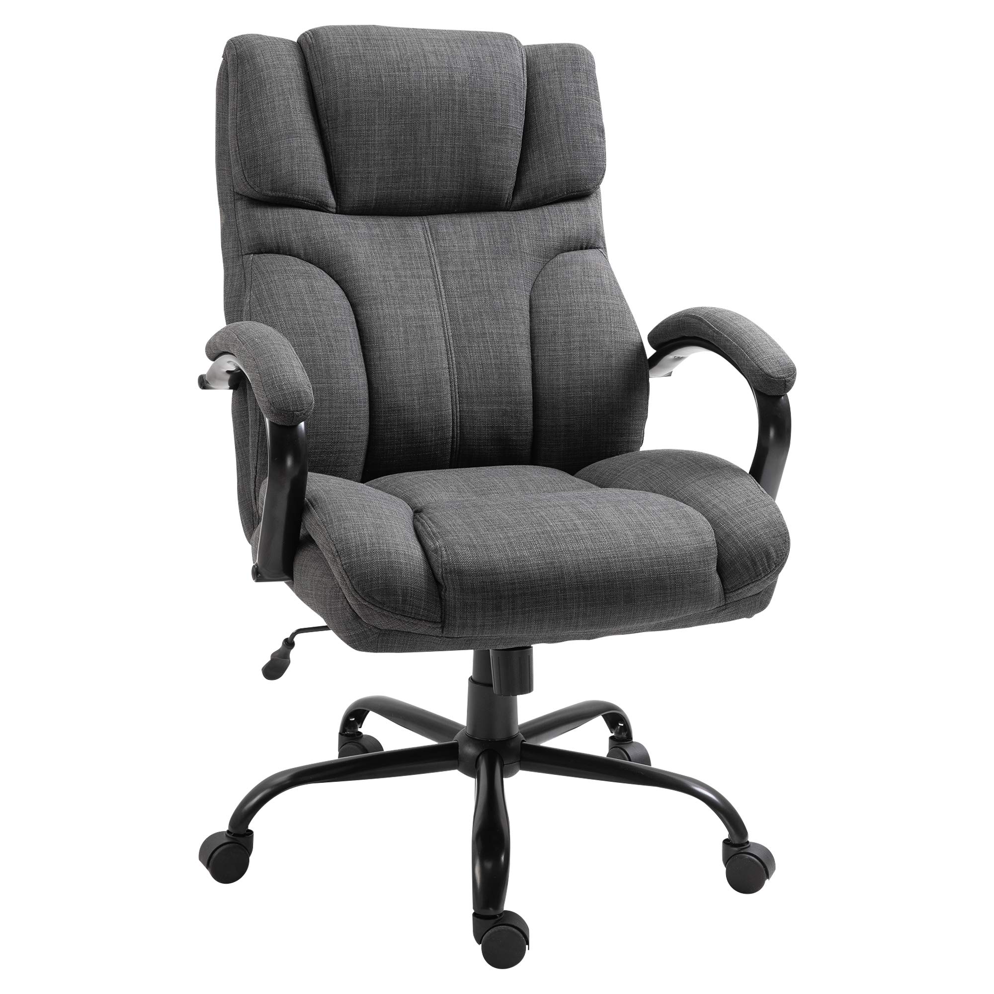 Vinsetto 500lbs Big and Tall Office Chair with Wide Seat, Executive Computer Chair with Adjustable Height, Swivel Wheels and Linen Finish, Dark Grey