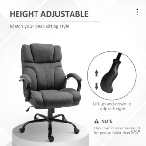 Vinsetto 500lbs Big and Tall Office Chair with Wide Seat, Executive Computer Chair with Adjustable Height, Swivel Wheels and Linen Finish, Dark Grey