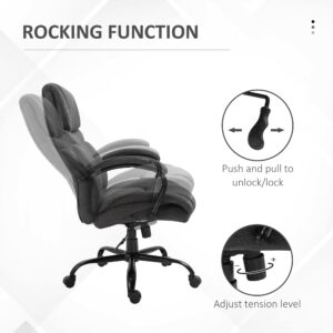 Vinsetto 500lbs Big and Tall Office Chair with Wide Seat, Executive Computer Chair with Adjustable Height, Swivel Wheels and Linen Finish, Dark Grey