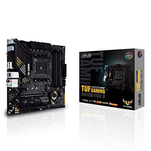 ASUS TUF Gaming B450M-PRO S AMD AM4 (3rd Gen Ryzen™) Micro ATX Gaming Motherboard (8+2 Power Stages, 2.5Gb LAN, BIOS Flashback, AI Noise-Canceling Mic, USB 3.2 Gen 2 Type-A and Type-C, Aura Sync RGB)