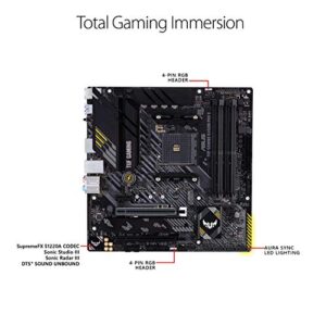 ASUS TUF Gaming B450M-PRO S AMD AM4 (3rd Gen Ryzen™) Micro ATX Gaming Motherboard (8+2 Power Stages, 2.5Gb LAN, BIOS Flashback, AI Noise-Canceling Mic, USB 3.2 Gen 2 Type-A and Type-C, Aura Sync RGB)