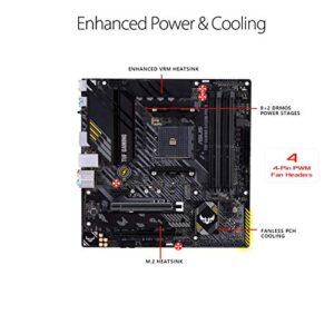 ASUS TUF Gaming B450M-PRO S AMD AM4 (3rd Gen Ryzen™) Micro ATX Gaming Motherboard (8+2 Power Stages, 2.5Gb LAN, BIOS Flashback, AI Noise-Canceling Mic, USB 3.2 Gen 2 Type-A and Type-C, Aura Sync RGB)