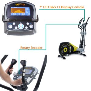 V-450X Standard Stride 18” Programmable Elliptical Exercise Cross Trainer with Adjustable Arms and Pedals and HRC Control Program for Cardio Fitness Strength Conditioning Workout (Yellow/Black, 450X)