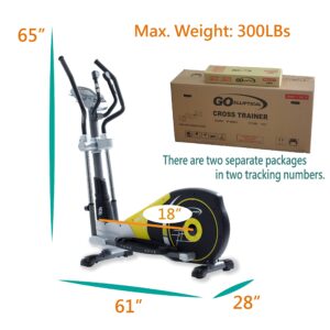 V-450X Standard Stride 18” Programmable Elliptical Exercise Cross Trainer with Adjustable Arms and Pedals and HRC Control Program for Cardio Fitness Strength Conditioning Workout (Yellow/Black, 450X)