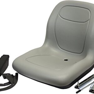 One New Gray Seat with Slide Rails & Arms Fits Ariens, Bad Boy, Craftsman, Dixon, Everride, Fits Exmark, Grasshopper, Gravely, Fits Husqvarna, Fits Kubota, Land Pride, Simplicity, Snapper, Fits Toro,