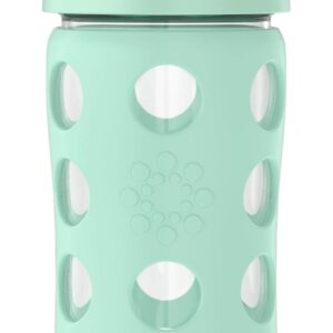 Lifefactory 16-Ounce Glass Water Bottle with Active Flip Cap and Protective Silicone Sleeve, Mint