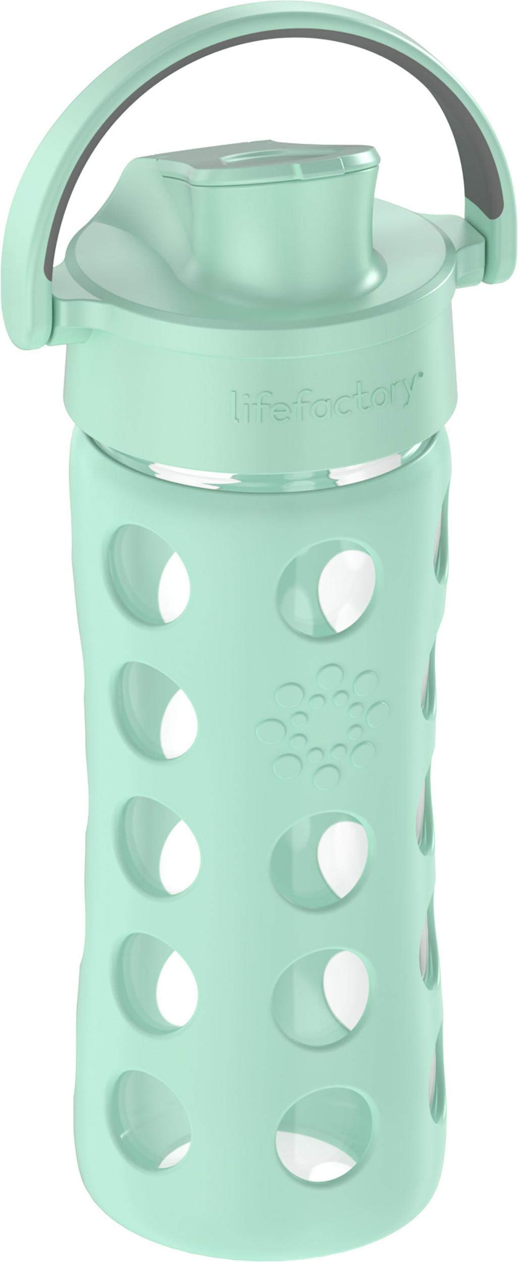 Lifefactory 16-Ounce Glass Water Bottle with Active Flip Cap and Protective Silicone Sleeve, Mint