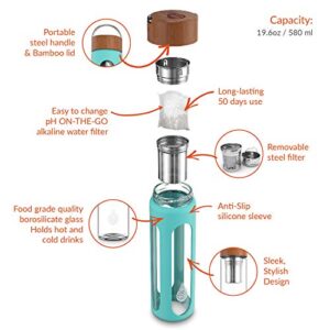 Invigorated Water Portable Alkaline Water Bottle - Enhances pH - Convenient Water Filter Functionality - Alkaline Water Bottle with Filter 580 ml - Alkaline Water Machine - Alkaline Water Sink Filter