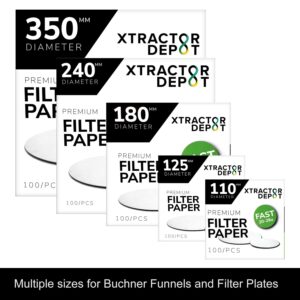 Xtractor Depot 125mm Qualitative Chemistry Lab Filter Paper, 20µm-26µm Micron Particle Retention - Fast Flow Extract Filtration - Pack of 100