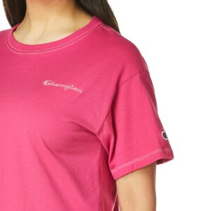 Champion Women's Cropped Tee Contrast Stich, Fantastic Fuchsia, Small