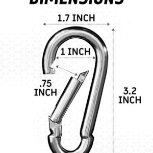 Carabiner Clip 5 Pack - Multipurpose Heavy Duty Carabiner - Snap Hooks - Carabiner Heavy Duty - Small Carabiner Clip - Large Carabiner Clip - Clips for Keys - Carribeaner Hook (3.2 Inch)