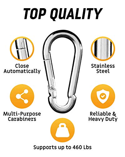 Carabiner Clip 5 Pack - Multipurpose Heavy Duty Carabiner - Snap Hooks - Carabiner Heavy Duty - Small Carabiner Clip - Large Carabiner Clip - Clips for Keys - Carribeaner Hook (3.2 Inch)