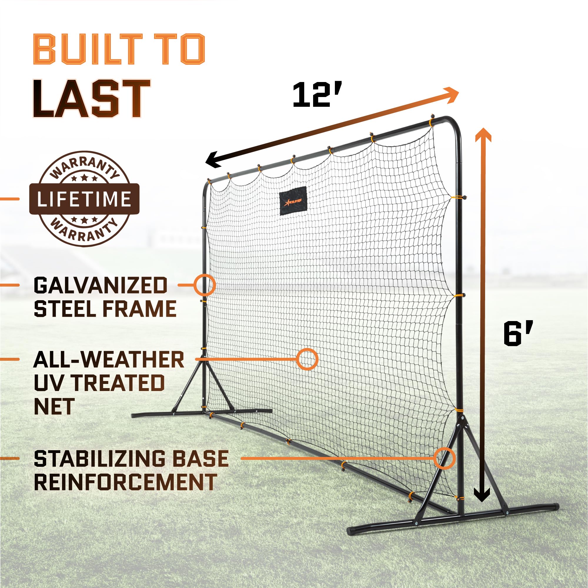 Soccer Rebounder Net Feet Practice Soccer Training Equipment | Portable, Easy Assembly, Steel Frame | Perfect for Practicing Backyard Volley, Solo Training,Kickback, Passing, Pitchback (12x6 Feet)