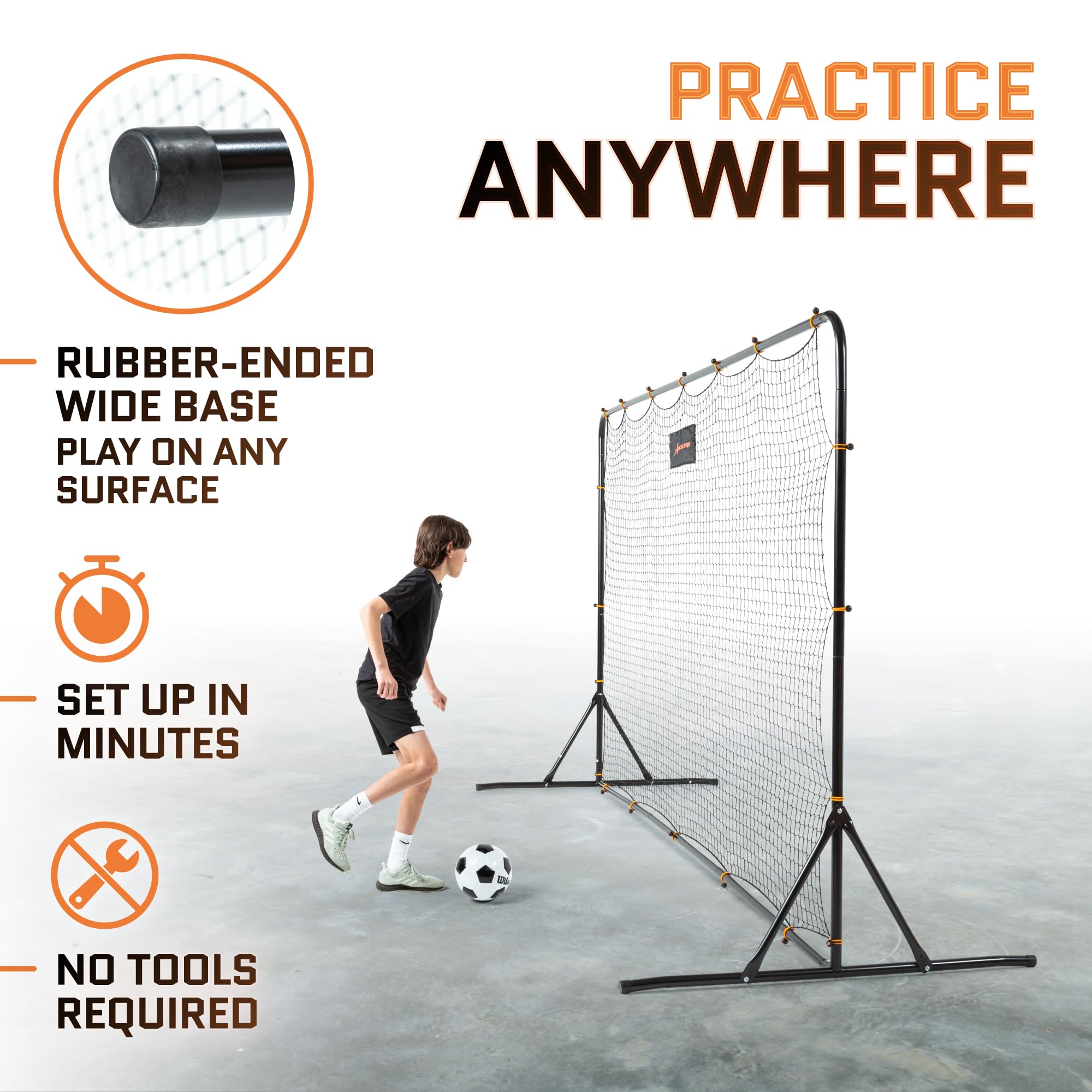 Soccer Rebounder Net Feet Practice Soccer Training Equipment | Portable, Easy Assembly, Steel Frame | Perfect for Practicing Backyard Volley, Solo Training,Kickback, Passing, Pitchback (12x6 Feet)